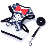 Breathable Dog vest harness Nylon dog harness and leash set for small dogs Cat Pet Dog Chest Strap Leash Vest-style dress bow
